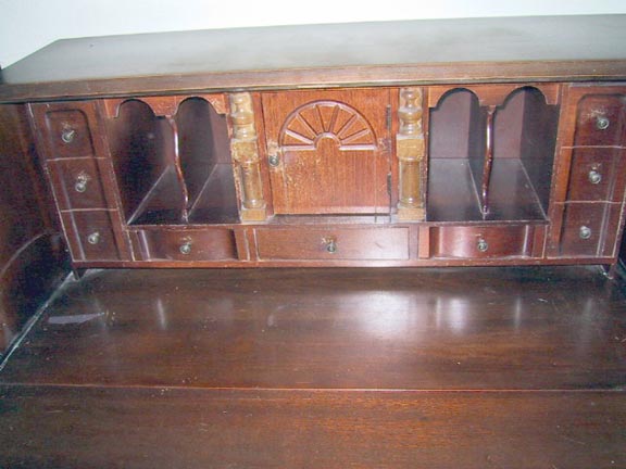 mahogany desk fitted interior close-up
